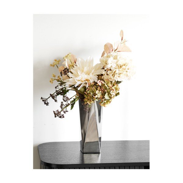 Vaso argentato in acciaio (altezza totale 23 cm) – House Nordic-image-1