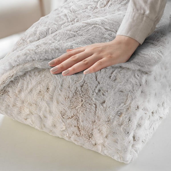 Coperta greige in pelliccia finta 220x240 cm Alaska – douceur d'intérieur-image-1