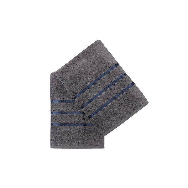 Set di 2 asciugamani da bagno in cotone grigio, 70 x 140 cm Dolce - Foutastic-image-2