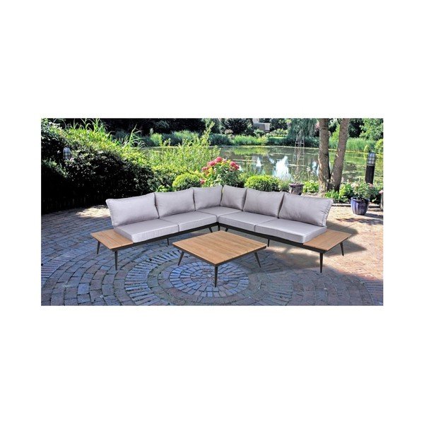 Panca da giardino con tavolo portaoggetti con dettagli in legno di eucalipto ADDU Riba - Garden Pleasure-image-2