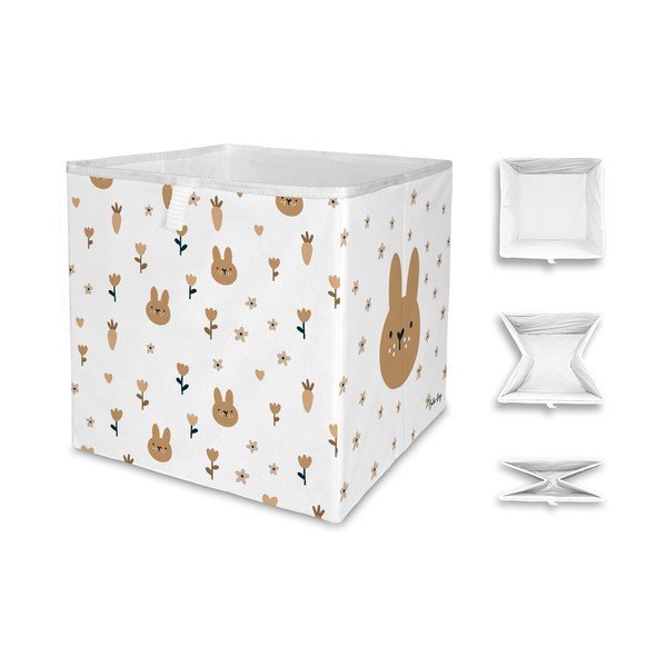 Organizzatore di giocattoli per bambini in tessuto bianco 32x32x32 cm Sweet Bunnies - Butter Kings-image-3