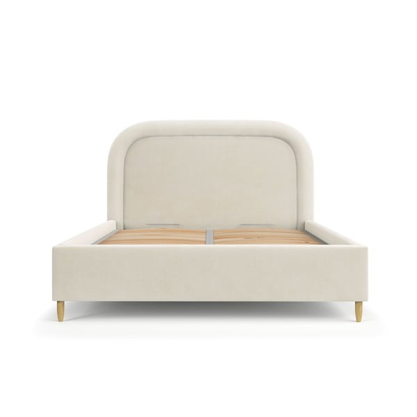 Letto matrimoniale imbottito crema con spazio contenitivo e rete 180x200 cm Mija - Maison de Rêve-image-2