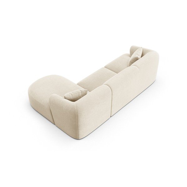 Divano angolare beige (con penisola a destra/con chaise lounge) con rivestimento in velluto Campi – Cosmopolitan Design-image-4