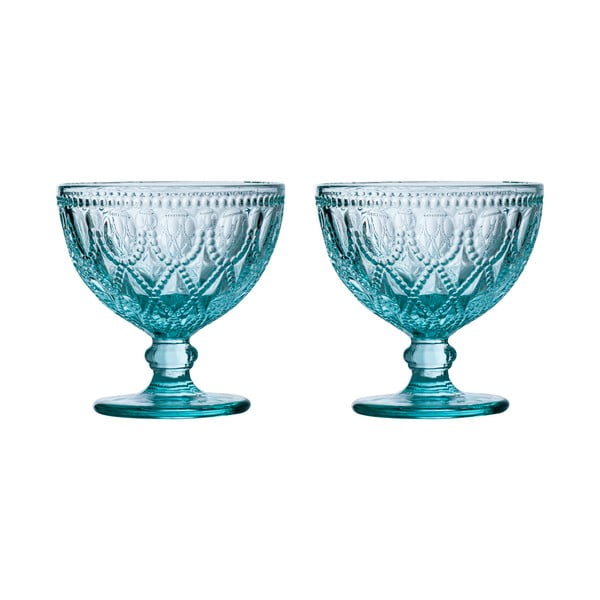 Set di 2 ciotole in vetro blu da 250 ml Fleur - Premier Housewares