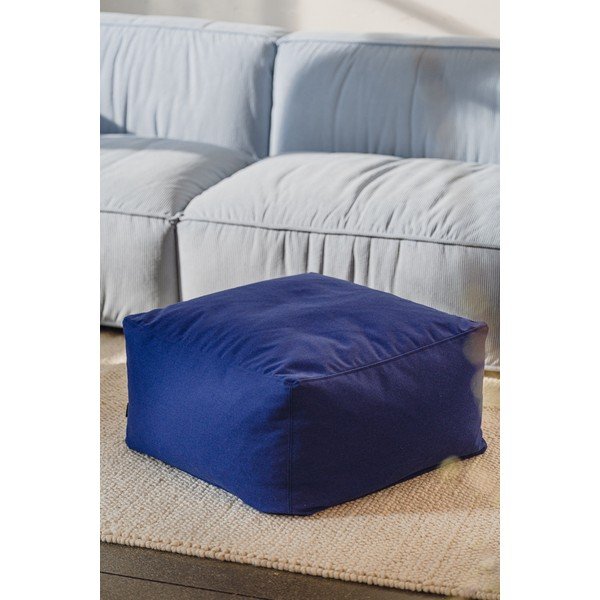 Poggiapiedi blu con rivestimento in lana Keno – noo.ma-image-1