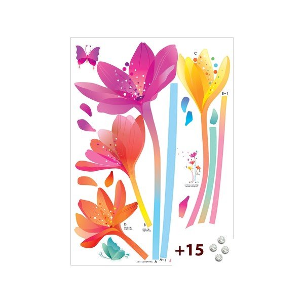 Set di adesivi e 15 cristalli Swarovski Fiori d'arcobaleno - Ambiance-image-1