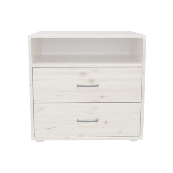 Cassettiera per bambini bianca con 2 cassetti in legno di pino Classic - Flexa-image-1