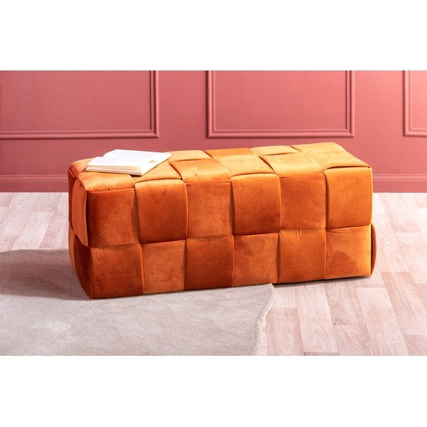 Sgabello in velluto arancione Weaved - Leitmotiv-image-1