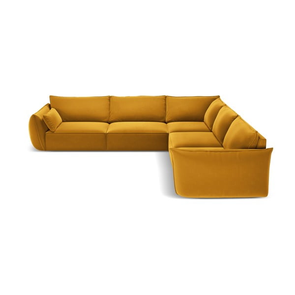 Divano angolare color senape con rivestimento in velluto Vanda – Mazzini Sofas