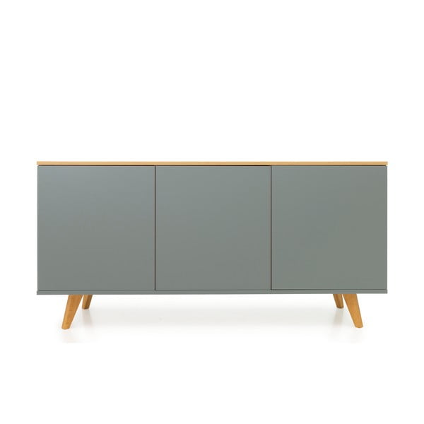 Cassettiera verde con gambe in faggio , 162 x 77 cm Amelia - Tenzo