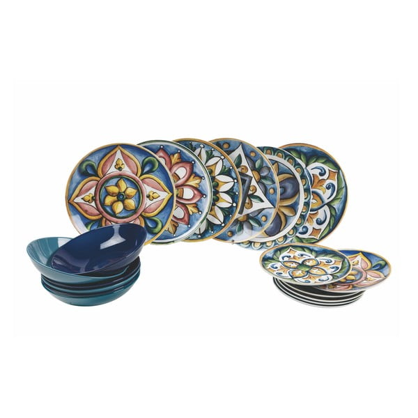 Set di 18 pezzi di piatti di porcellana Le Maioliche La Maioliche - VDE Tivoli 1996