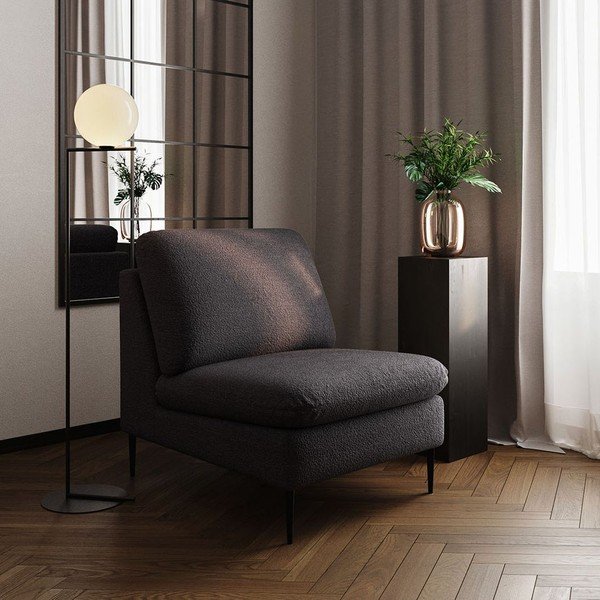 Poltrona nera rivestita in bouclé Belle – Rodier-image-1