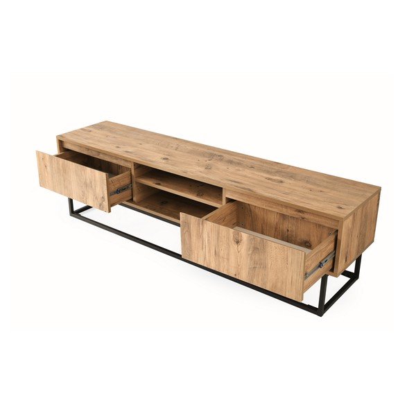 Tavolo TV in pino decorato, larghezza 140 cm Belinda - Kalune Design-image-1