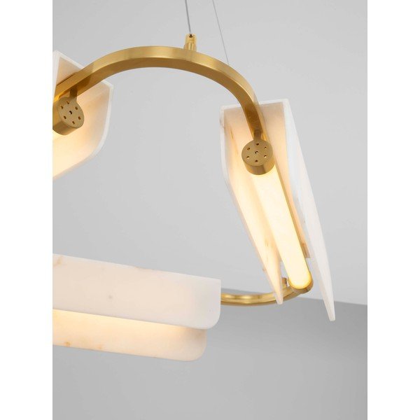 Lampadario LED color crema/color ottone con effetto marmo con intensità regolabile ø 63 cm Aider – Nova Luce-image-2