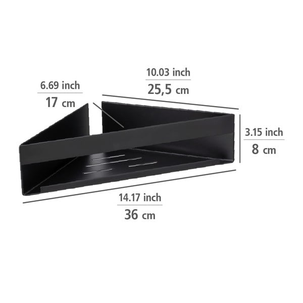 Mensola angolare autoportante per bagno in acciaio inox nero opaco Genova - Wenko-image-2