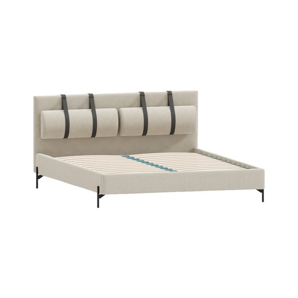 Letto singolo imbottito beige con griglia 90x200 cm Tulsa - Ropez