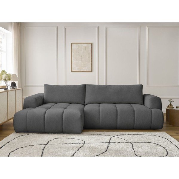 Divano angolare grigio scuro allungabile e con contenitore (penisola a sinistra/chaise lounge) Fuji – Bobochic Paris-image-1