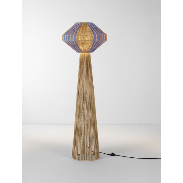 Lampada da terra blu/di colore naturale con rivestimento in corda (altezza totale 152 cm) Abby – Nova Luce-image-4