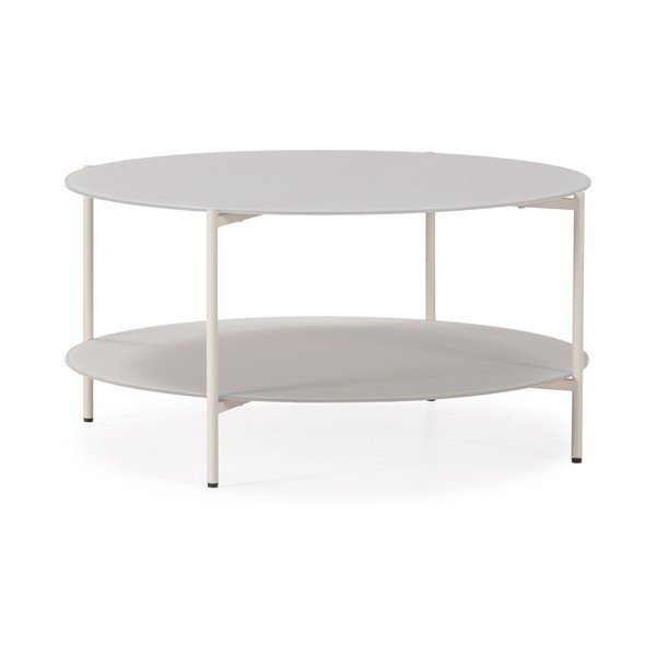 Tavolino da salotto rotondo color crema con piano in vetro ø 83 cm Davi – MOME