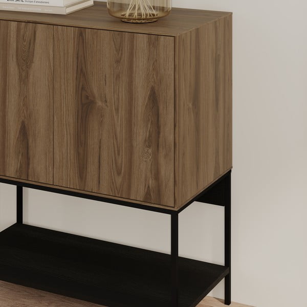 Mobile effetto rovere con decoro nero-naturale 80x90x40 cm Amira - Marckeric-image-4