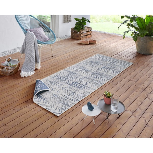 Tappeto da esterno blu e crema , 80 x 250 cm Biri - NORTHRUGS-image-1
