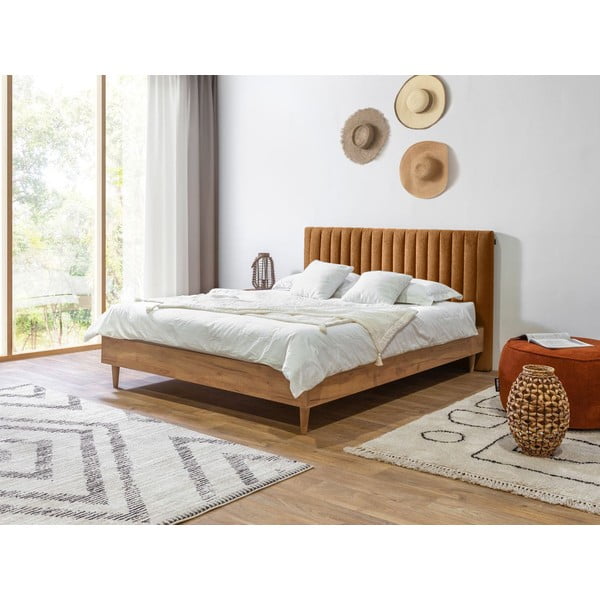 Letto matrimoniale con griglia 180x200 cm in colore rame/naturale Oceane - Bobochic Paris-image-1