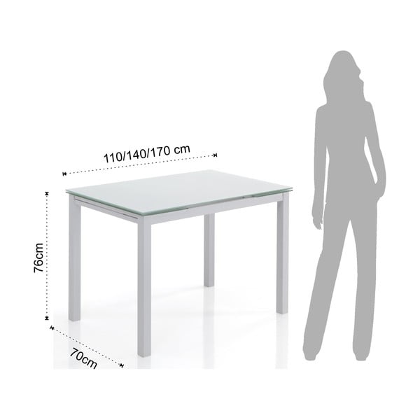 Tavolo da pranzo pieghevole con piano in vetro 70x110 cm Fast - Tomasucci-image-4