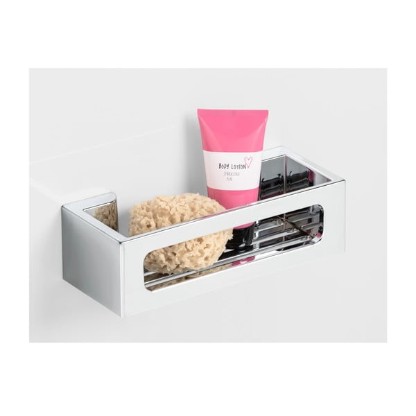 Mensola autoportante in plastica argentata per il bagno Bralia - Wenko-image-1