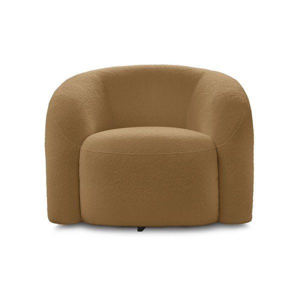 Poltrona color senape girevole con rivestimento in bouclé Elina – Bobochic Paris-image-3