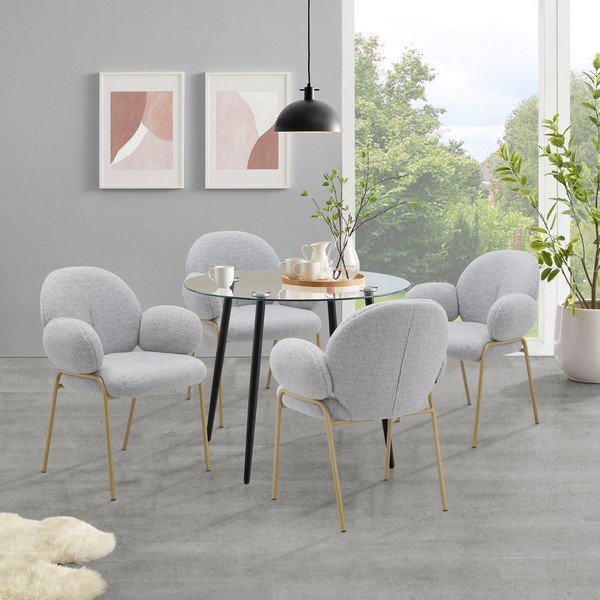 Set di sedie da pranzo grigio chiaro in imbottito con braccioli 2 pz Iwama – Støraa-image-1