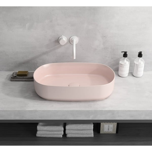 Lavabo rosa in ceramica 55x36 cm Infinity Oval – Sapho-image-2