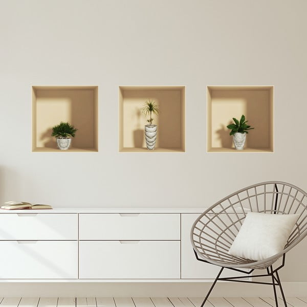 Set di 3 adesivi con palme effetto 3D - Ambiance