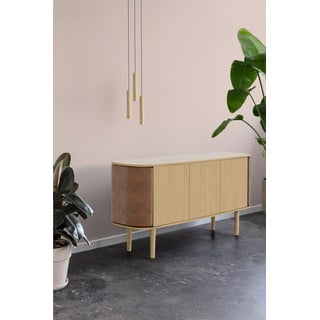 Cassettiera bassa in rovere decorato in colore marrone chiaro-naturale 150x75 cm Treasures - UMAGE