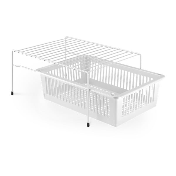 Ripiano aggiuntivo in acciaio inox bianco con spazio di archiviazione Dino - Metaltex-image-1