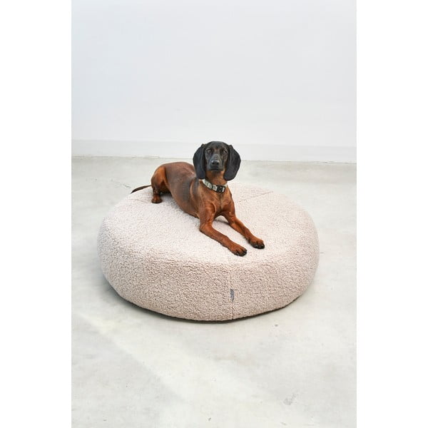 Cuccia beige in materiale bouclé ø 90 cm Senso Pouffe Greige M/L - MiaCara-image-2