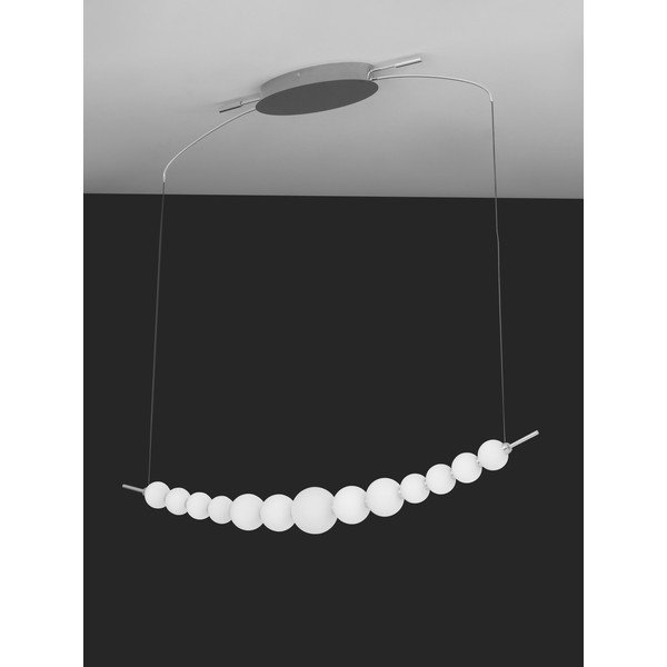 Lampadario LED bianco/color argento lucido in metallo con paralume in vetro con intensità regolabile Perla – Nova Luce-image-1