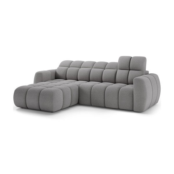 Divano angolare grigio (con penisola a sinistra/con chaise lounge) con rivestimento in bouclé Fanito – ELTAP-image-2