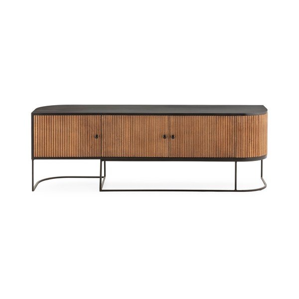 Mobile TV di colore naturale in mango massiccio 160x55x40 cm Curve – MOME-image-2