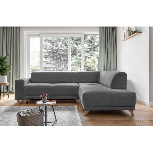 Divano angolare grigio allungabile e con contenitore (penisola a destra/a L) Classy Sophie – Miuform-image-1