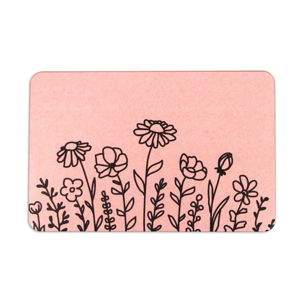 Tappetino da bagno rosa chiaro 39x60 cm Floral Lines - Artsy Doormats