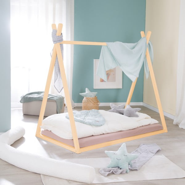 Letto per bambini in colore naturale 70x140 cm Montessori - Roba-image-1