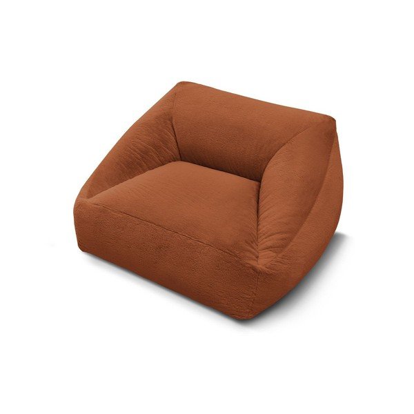 Puof a sacco arancione con rivestimento in pelliccia sintetica Lilibet – Bobochic Paris-image-4