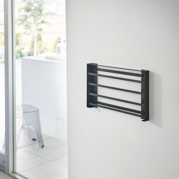 Mensola da bagno da parete nera opaca in acciaio Tower – YAMAZAKI-image-3