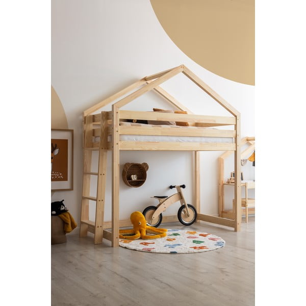 Letto per bambini in legno di pino 80x200 cm in colore naturale Mila DMPBA - Adeko-image-1