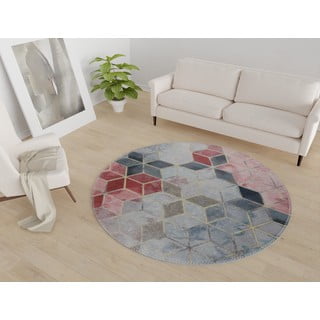 Tappeto rotondo lavabile rosa e grigio chiaro ø 80 cm - Vitaus