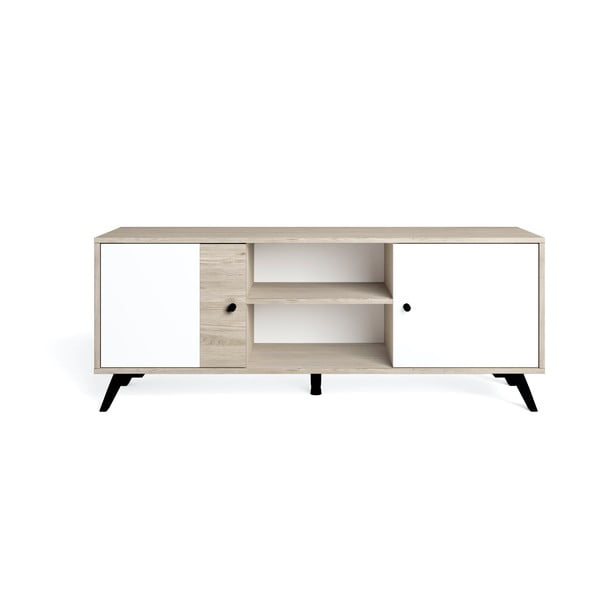 Tavolo TV bianco in rovere 136x53 cm Sahara - Marckeric