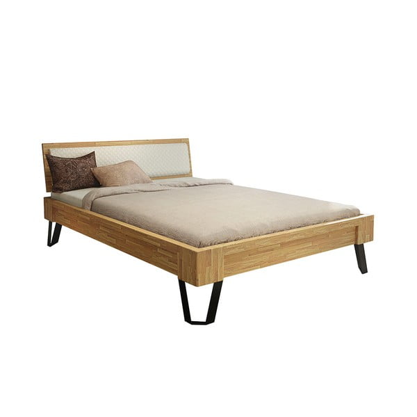 Letto matrimoniale di colore naturale in rovere massiccio 180x200 cm Espacio – Olivia Living