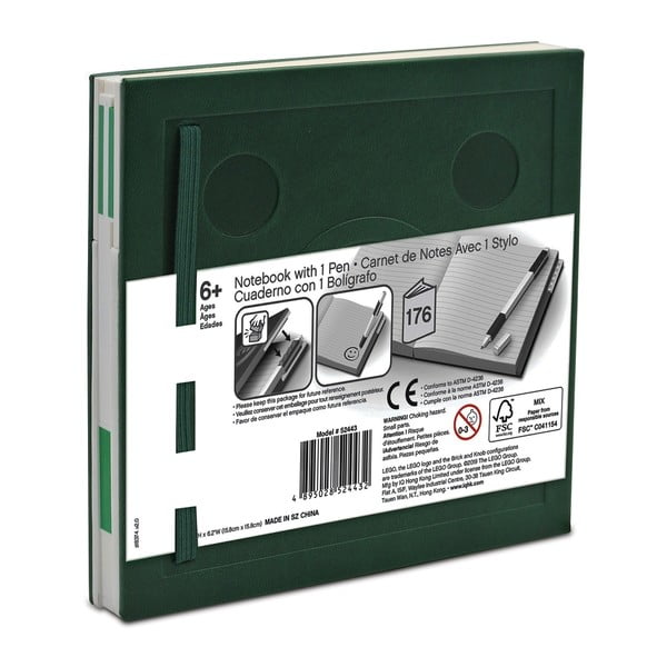 Quaderno quadrato verde bottiglia con penna gel , 15,9 x 15,9 cm - LEGO®-image-2