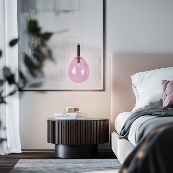 Lampadario LED viola con paralume in vetro Lukka – Candellux Lighting-image-1