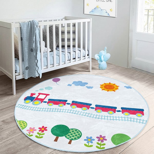 Tappeto azzurro per bambini ø 100 cm Comfort - Mila Home-image-3